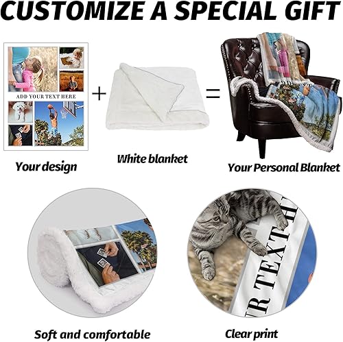 Miniatura 2 de Manta personalizada con collage de fotos, suave manta personalizada de vellón Sherpa con imágenes y texto, manta personalizada para niños, 1 Foto,2