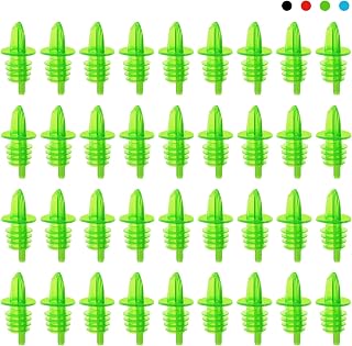 Plastic Liquor Bottle Pourers 36 Pack Classic Bottle Pourers for Alcohol, Leak-Proof, Dishwasher-Safe Pour Spouts for Liquor Bottles (Green)