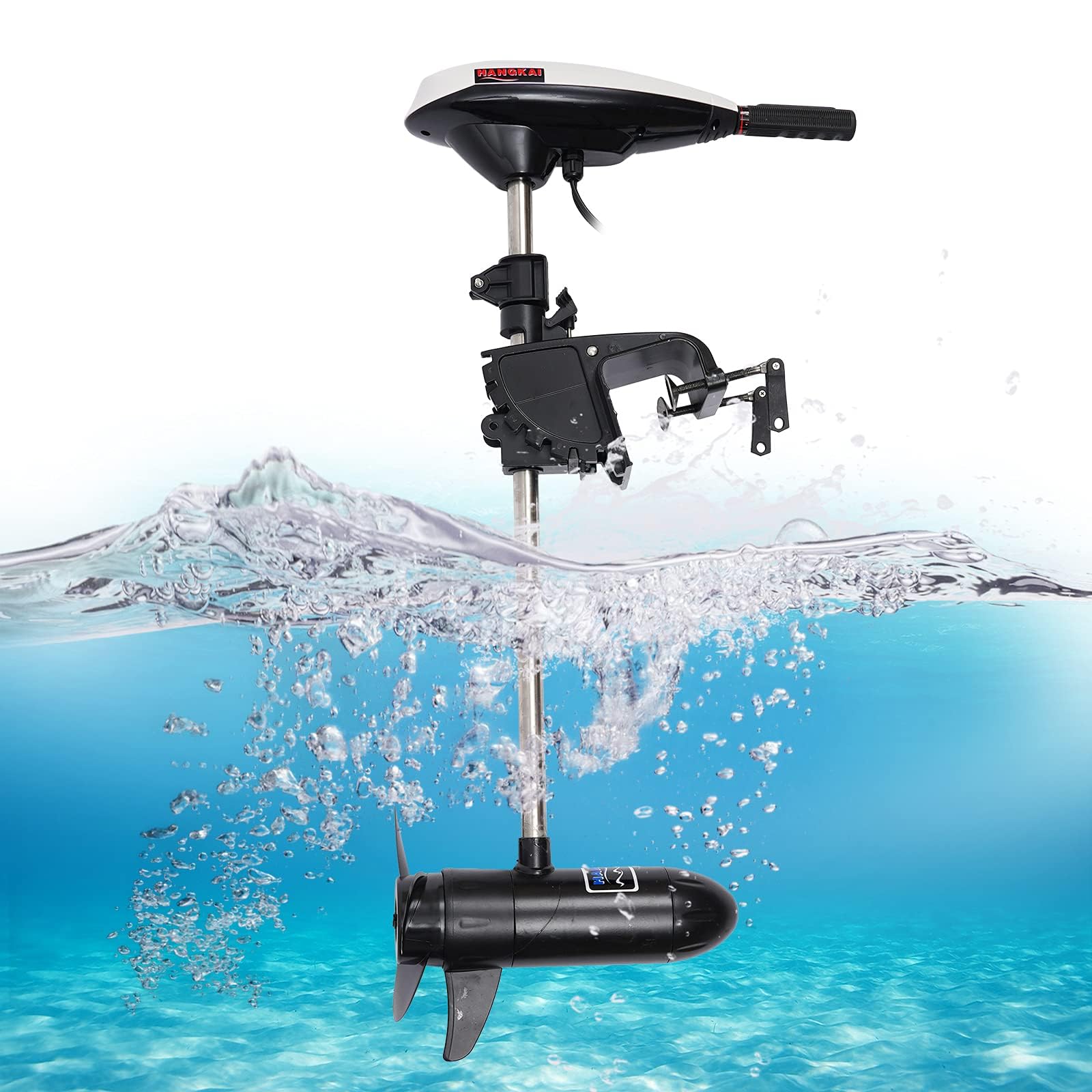 Electric 12V Trolling Motor - 7 Speed 45lbs Thrust Saltwater Transom Mounted Trolling Outboard Motors for Kayak, Jon Boat, Small Boat
