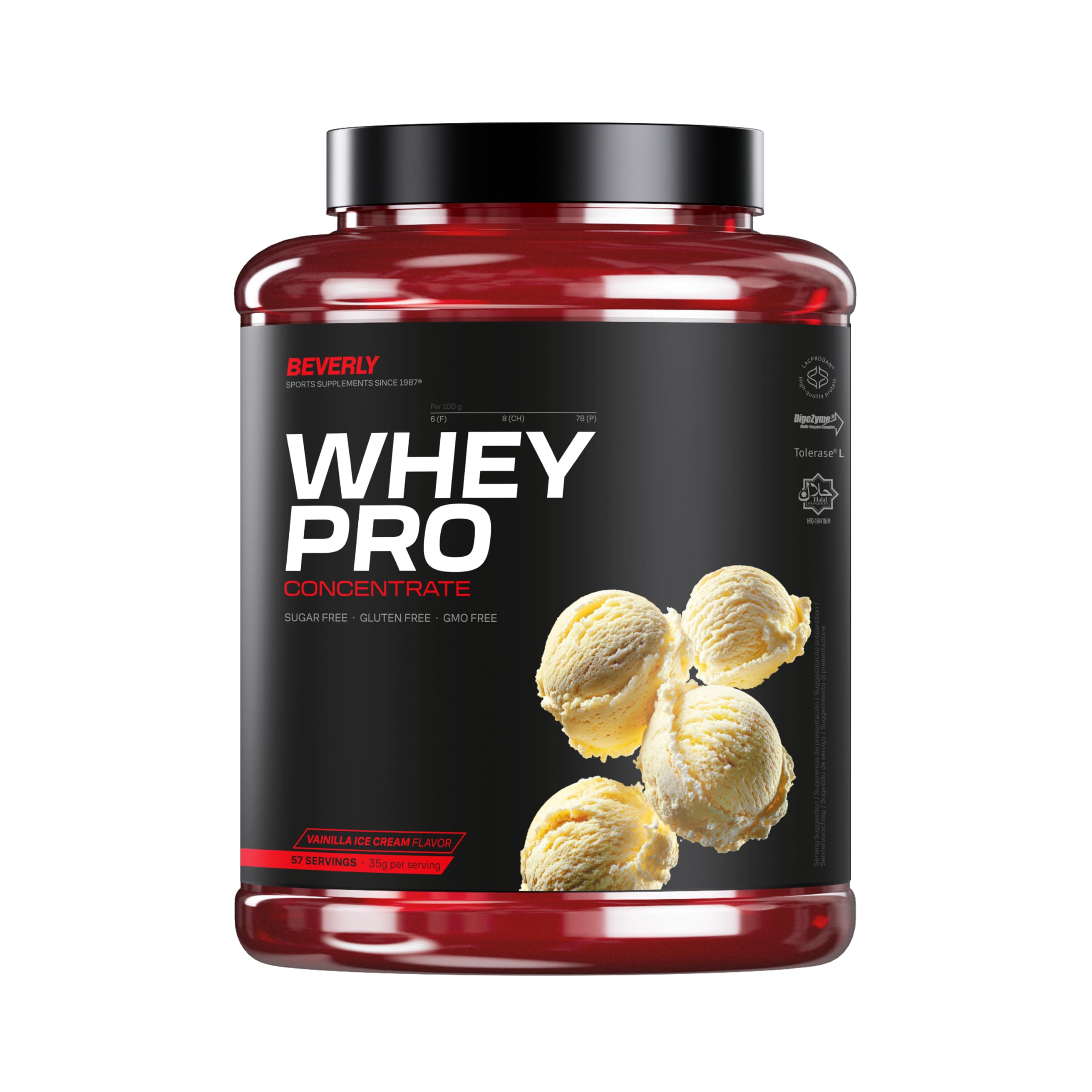 Beverly WHEY PRO 2 kg Whey Protein Concentrate Vainilla 58 Servicios 28 g Proteína por Toma