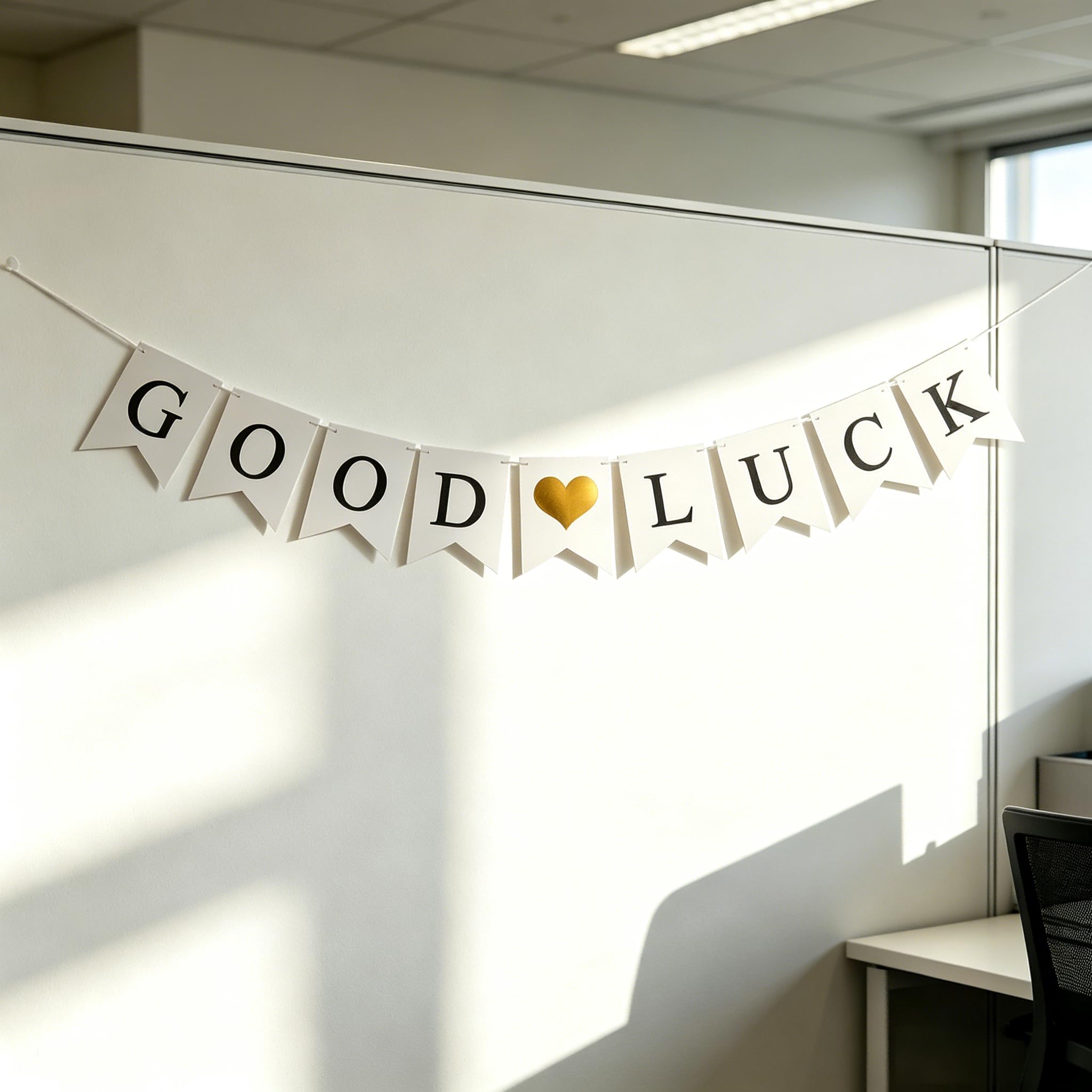 Muiltvoe Good Luck Banner, Sorry Your Leaving Decorations, White Cardstock Bunting for Retirement Farewell Party Office Leaving Gift Colleague Graduation Celebration with Hanging Rope
