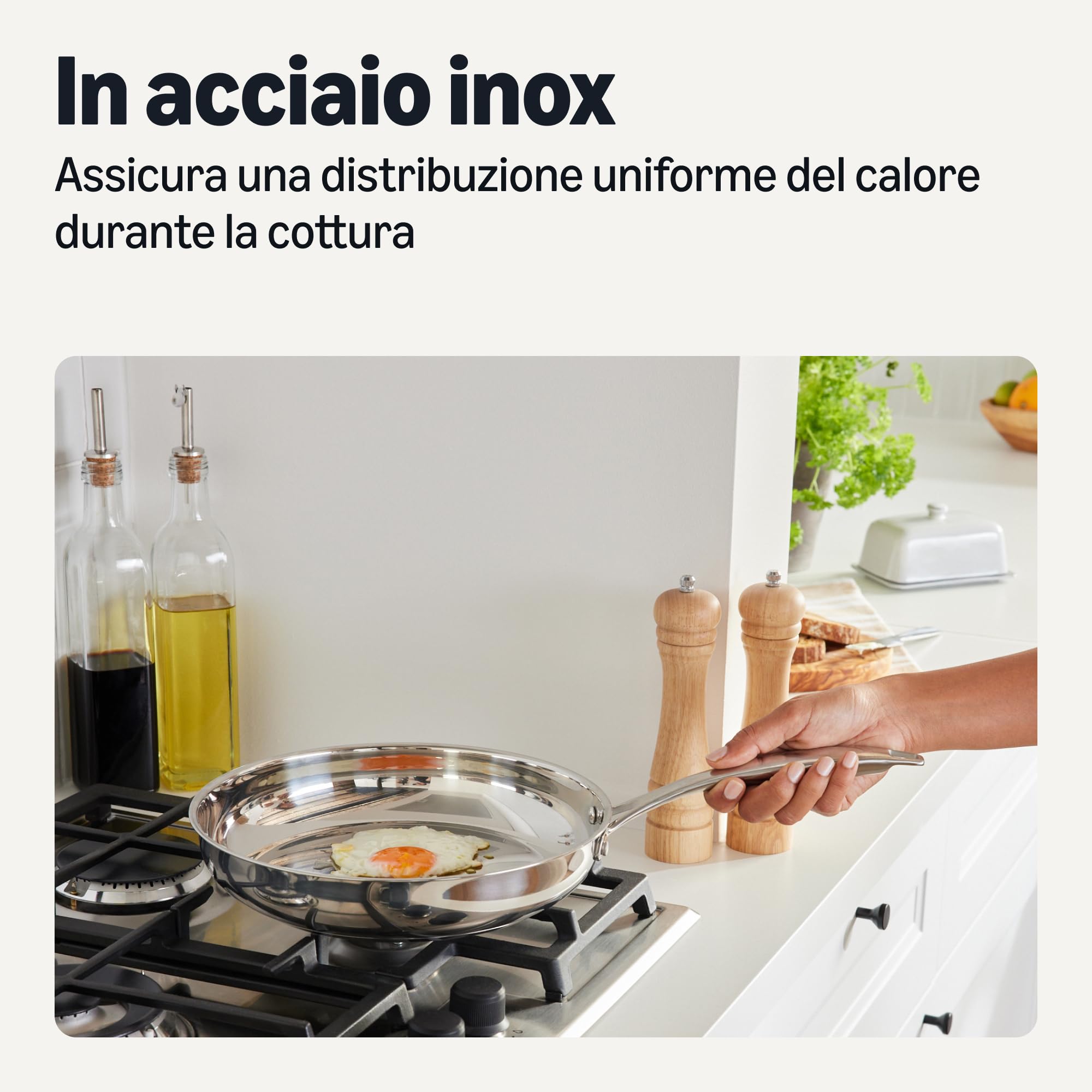 Amazon Basics Pentole in Acciaio Inox, Set di 5 Pezzi, Adatte per Tutti i Piani Cottura, Lavabili in Lavastoviglie