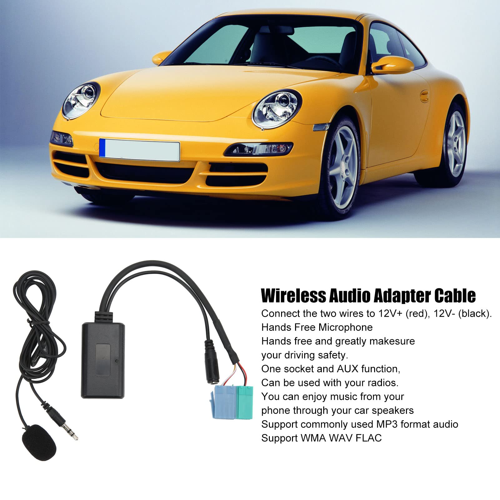 Akozon Cavo Adattatore Audio Bluetooth, Cavo Adattatore Ingresso AUX Audio per Auto Bluetooth 5.0 con Microfono per