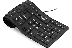 Ergonomic Foldable Silicone Keyboard USB Wired Keyboard Waterproof Rollup Keyboard USB Wired...