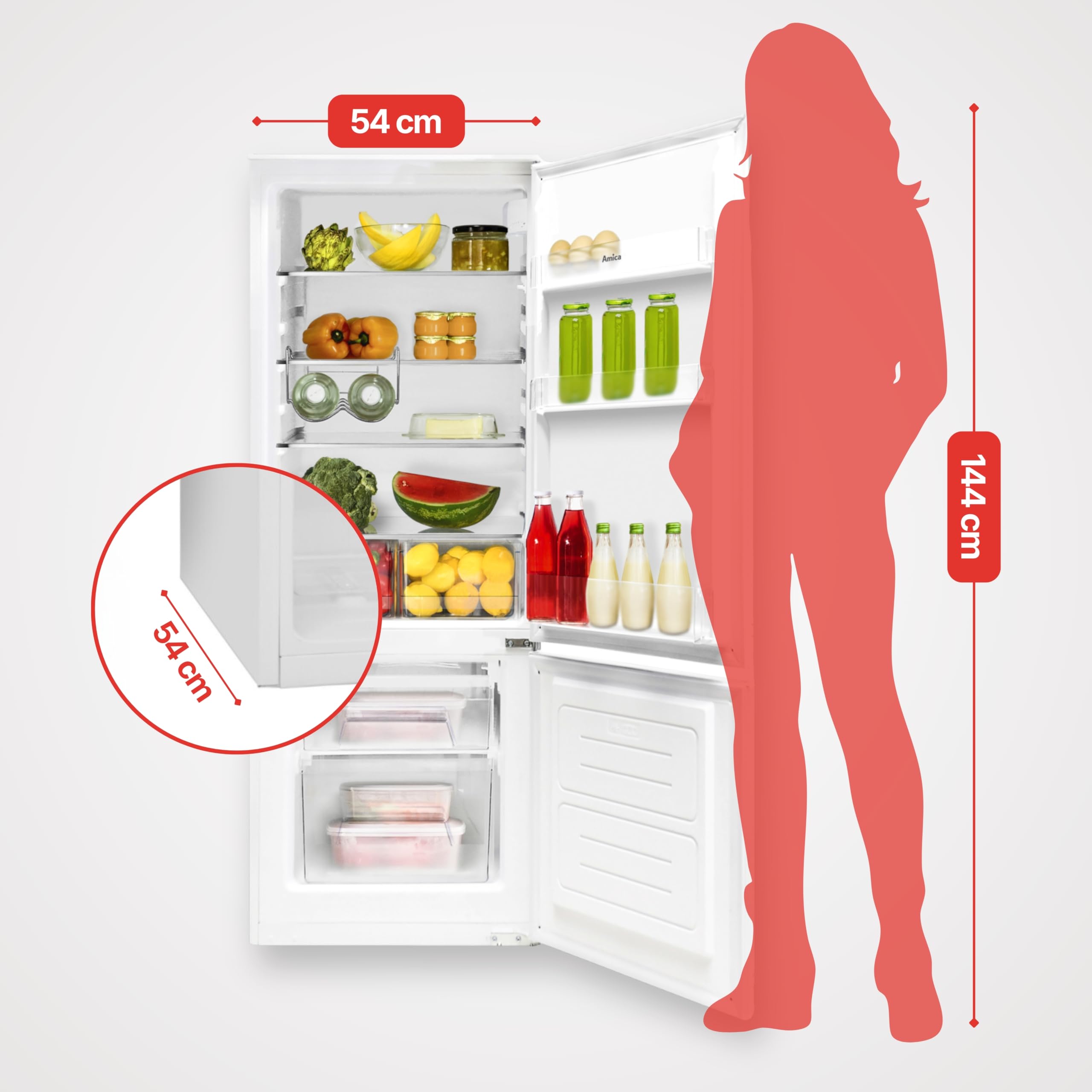 Amica Einbau Kühl Gefrierkombination 145 cm Nische Schlepptür-Technik Inverter Kompressor