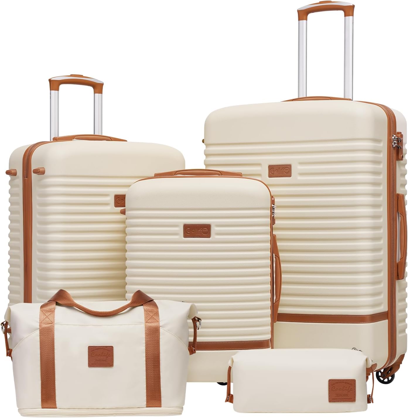 Suitcase Set 3 Piece Luggage Set Carry On Travel Luggage TSA Lock Spinner Wheels Hardshell Lightweight Luggage Set(White, 5 piece set)