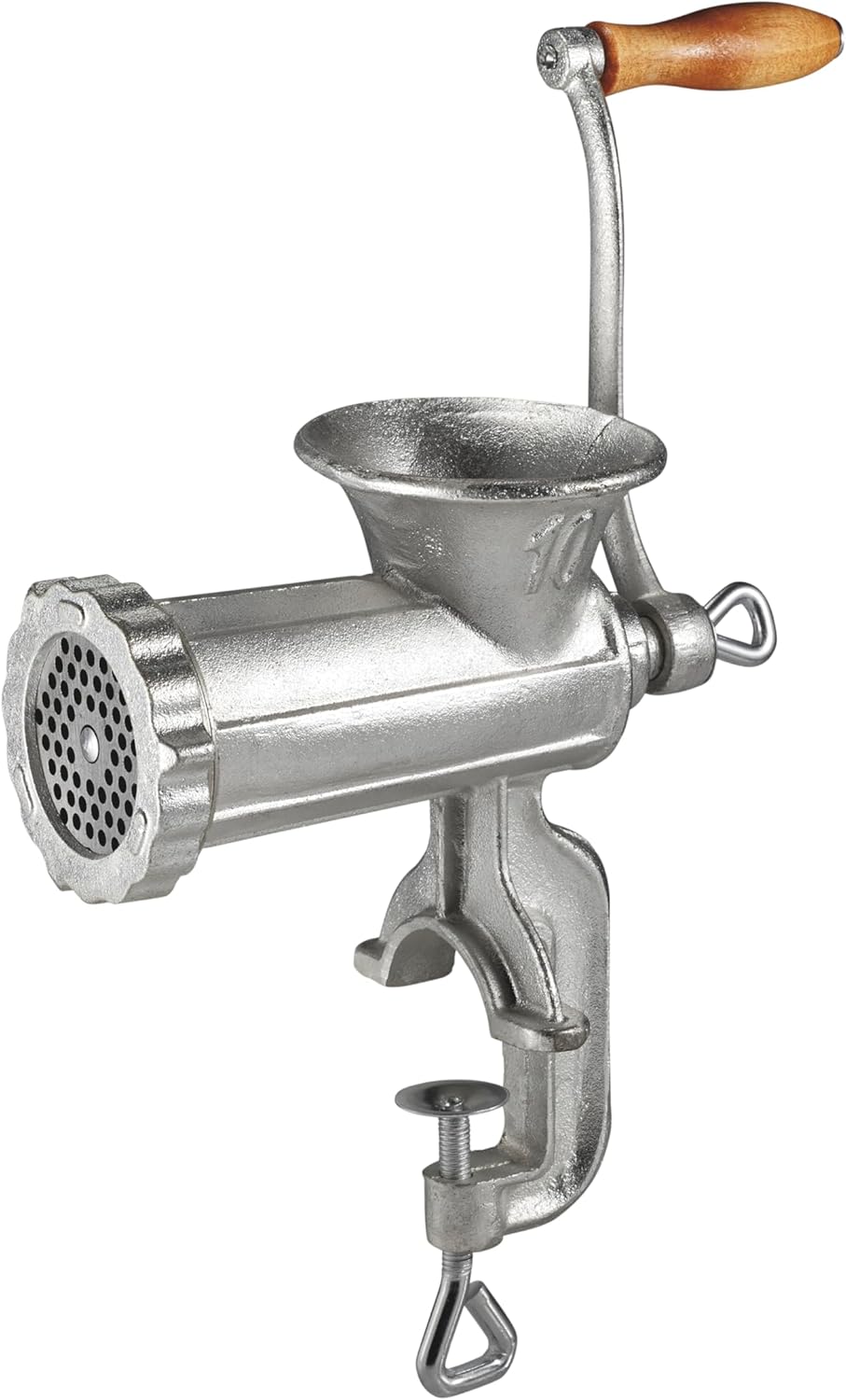 Weston #10 Manual Tinned Meat Grinder and Sausage Stuffer , 4.5mm & 10mm plates, + 3 sausage funnels,Silver