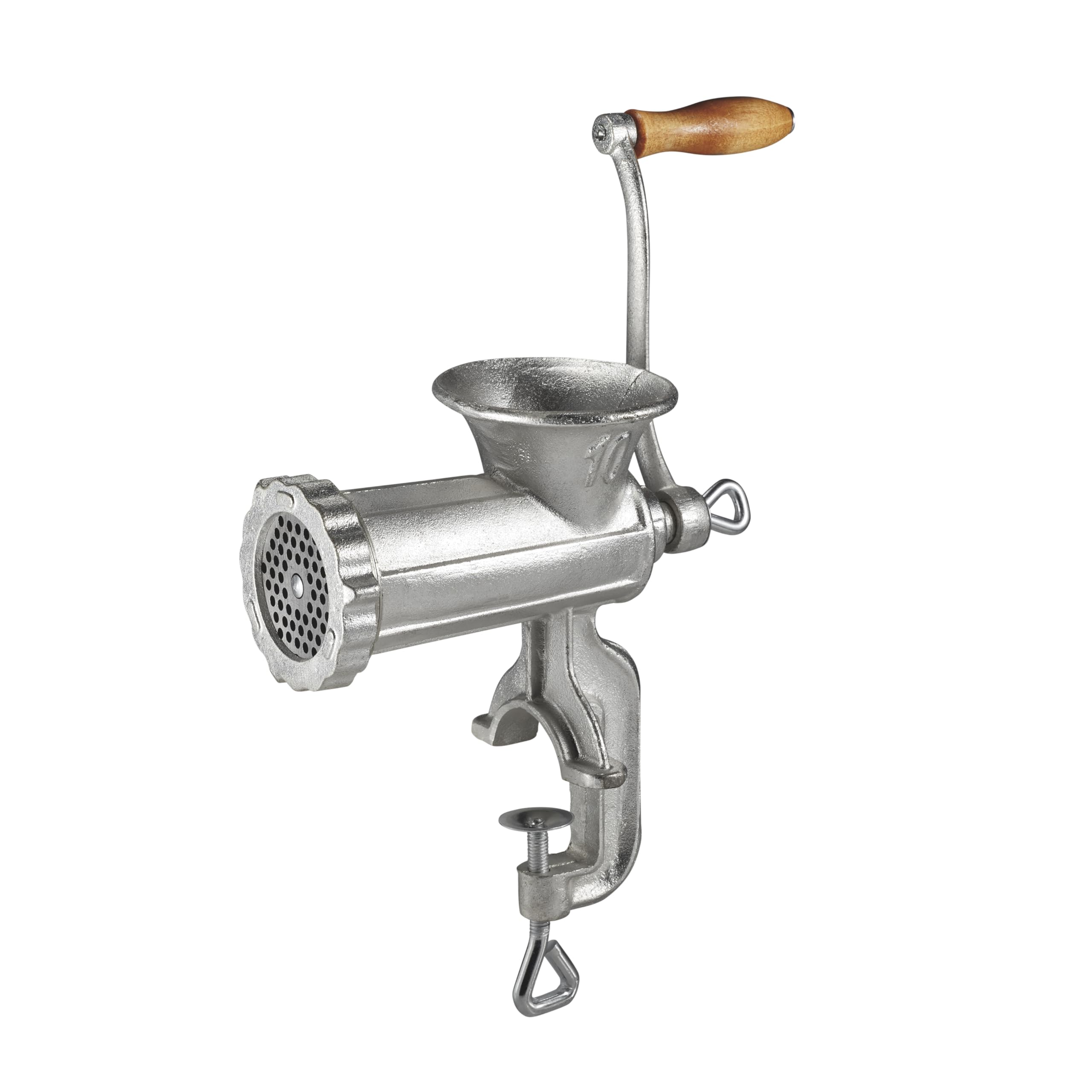 #10 Manual Tinned Meat Grinder and Sausage Stuffer , 4.5mm & 10mm plates, + 3 sausage funnels,Silver