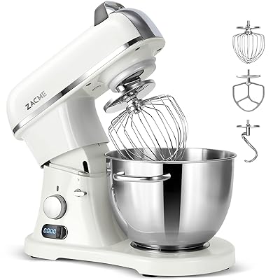 ZACME 8.4QT Commercial Stand Mixer 800W with Aluminum Die Casting Meets the Standard of NSF/ANSI 8-2023, Mixers Kitchen Electric Stand Mixer with Stainless Steel 8L Bowl, Dough Hook, Whisk and Beater