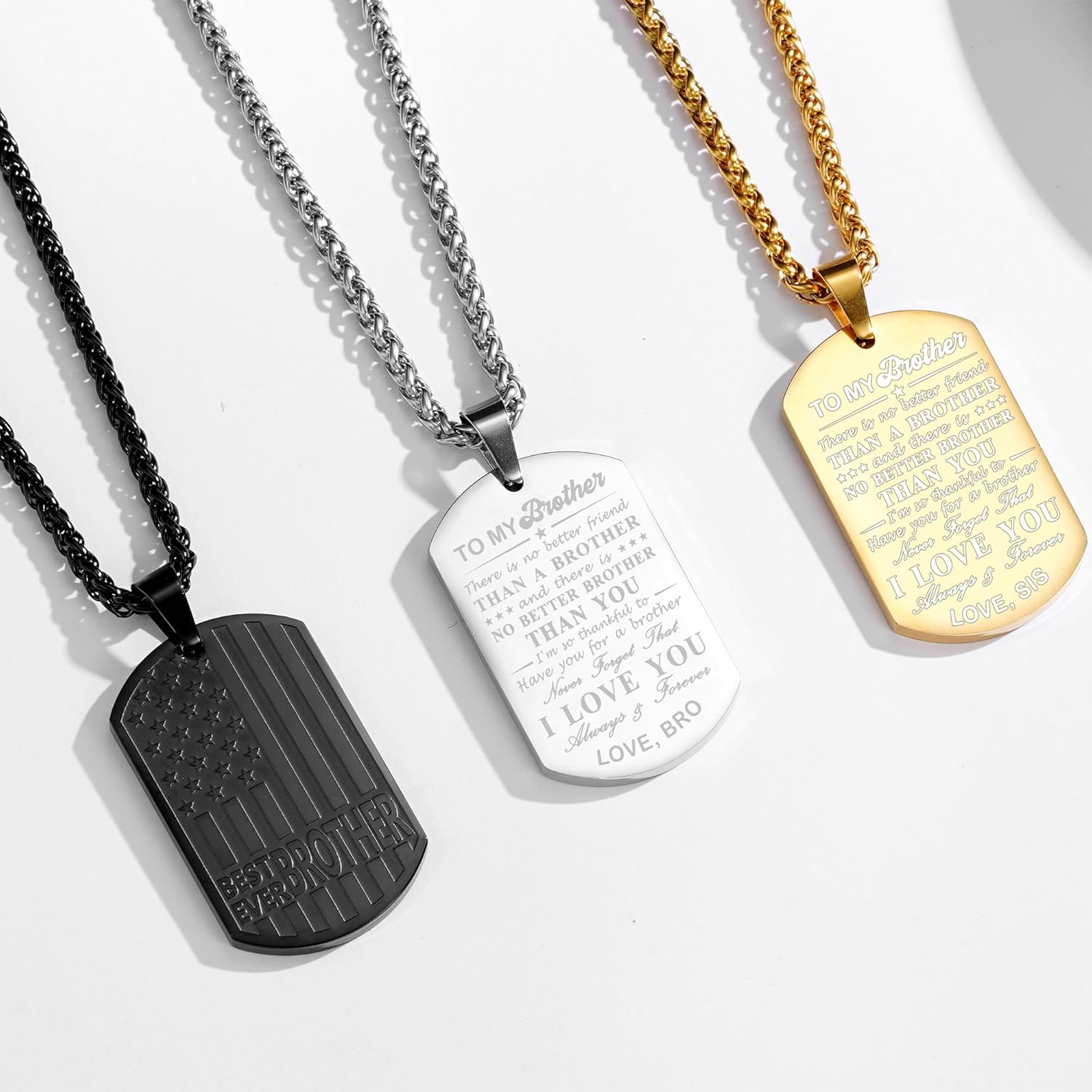 Valentines Day Gifts for Him - Best Dad Son Brother Grandson Grandpa Boyfriend Husband Ever Necklace, Stainless Steel Flag Dog Tags Pendant, Birthday Christmas Gifts Jewelry for Men Boys - Image 7