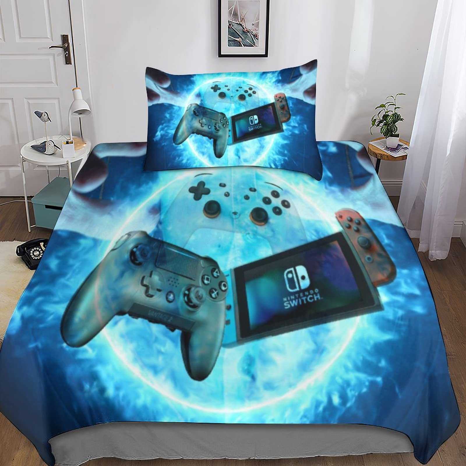 Housse de couette jeu vidéo 3D microfibre pour chambre ado