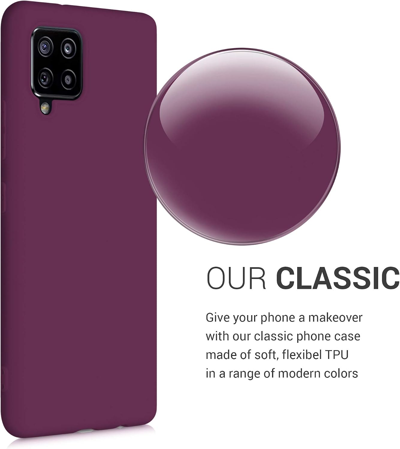 kwmobile Case Compatible with Samsung Galaxy A42 5G Case - Soft Slim Protective TPU Silicone Cover - Bordeaux Violet