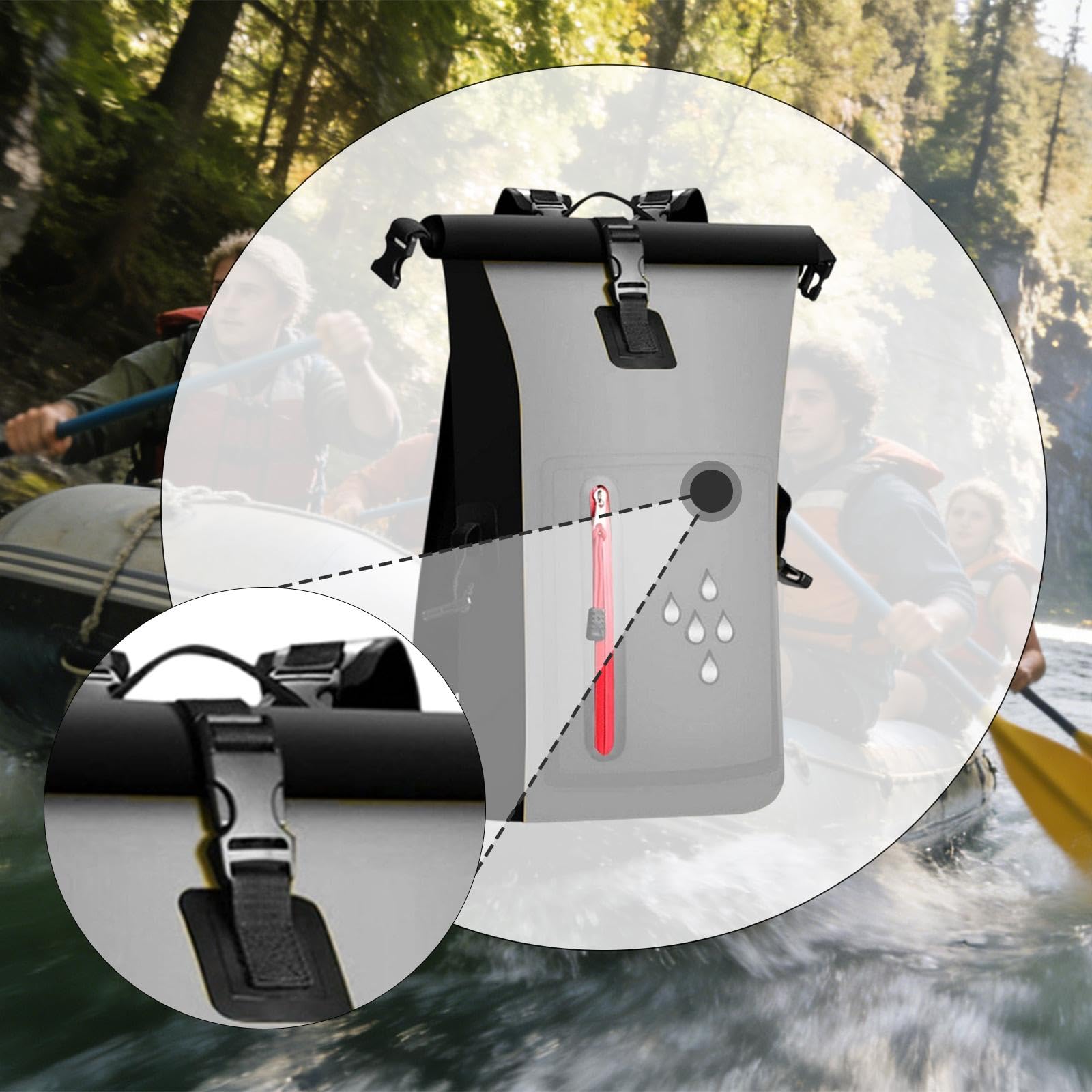 Wasserdichter Packsack, 25 Liter, reißfest, schwimmfähig, wasserdichter Rucksack für Kajak, Boot, Outdoor-Camping