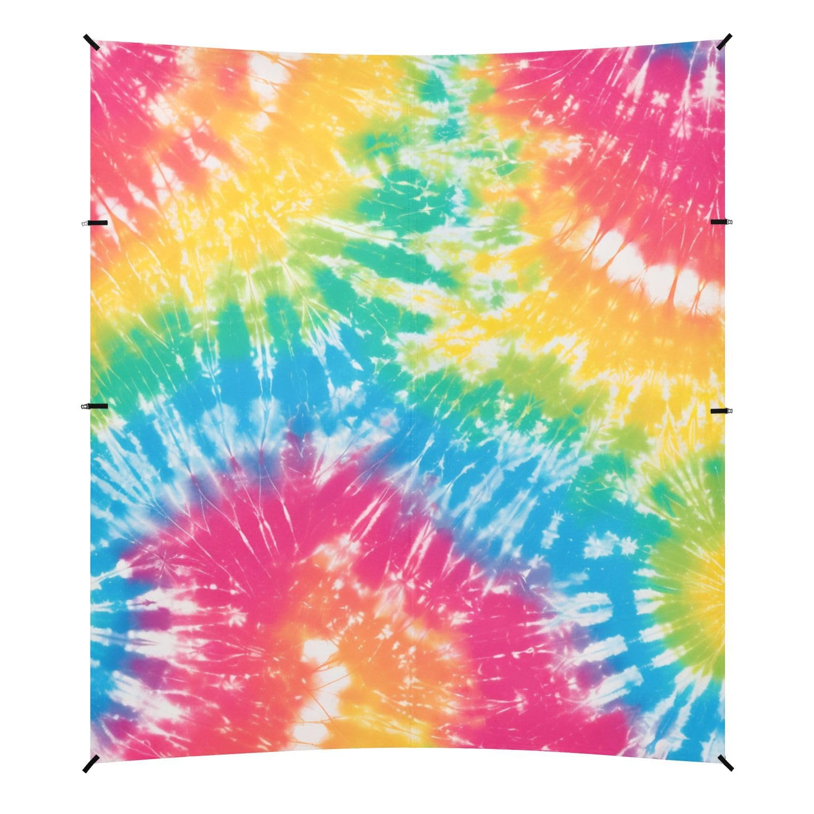 Red Tie Dye Background Rainbow Colors Tie-dye Pattern Beach Canopy UPF50+ Easy Setup Portable Sun Shelter with Sand Shovel, Sandbags for Camping, Picnics, Backyard & Fishing