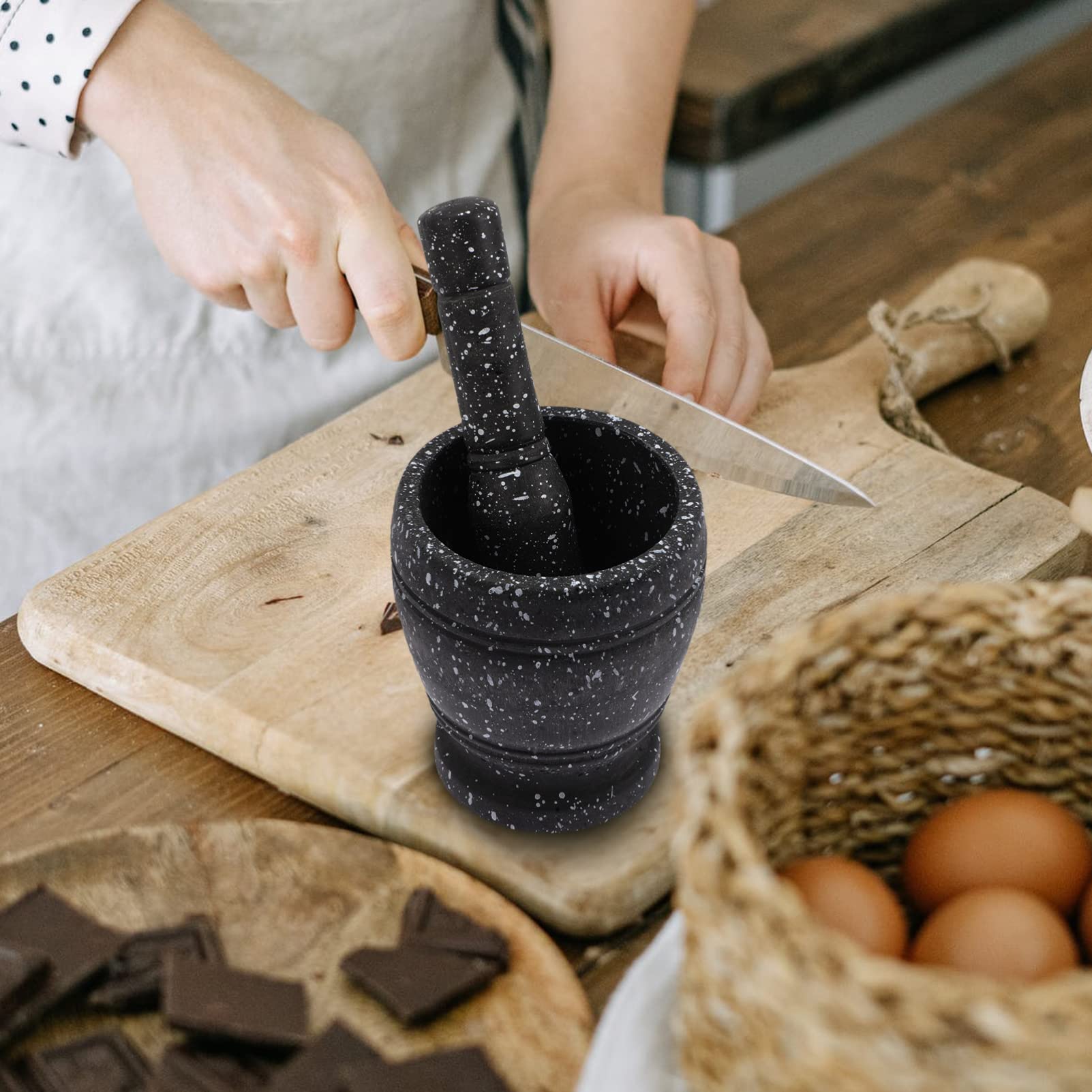 Zerodeko Practical Marble Pounding Tool Garlic Shredder Stone and Pestle for Cooking - Image 7