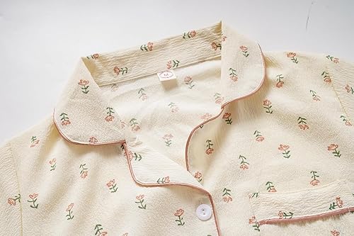 Miniatura 3 de Vopmocld Ropa de dormir con botones para niñas grandes, manga corta con pantalones cortos, 2 piezas, conjuntos de pijama, casual, con solapa