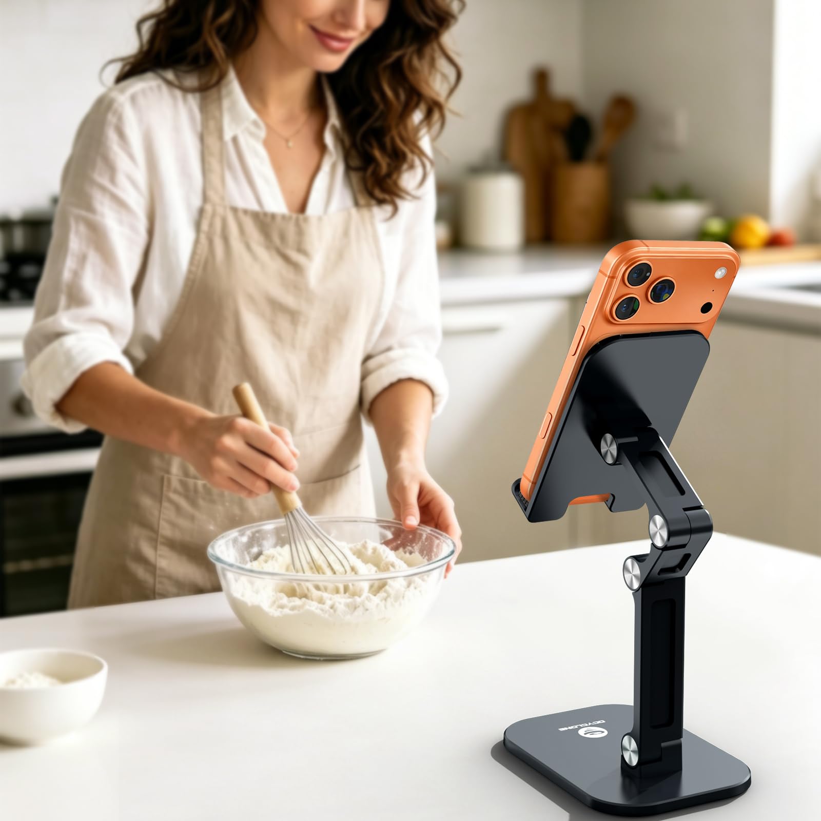 OCYCLONE Phone Stand for Desk, Foldable Cell Phone Stand Holder, Black — Amazon image 7