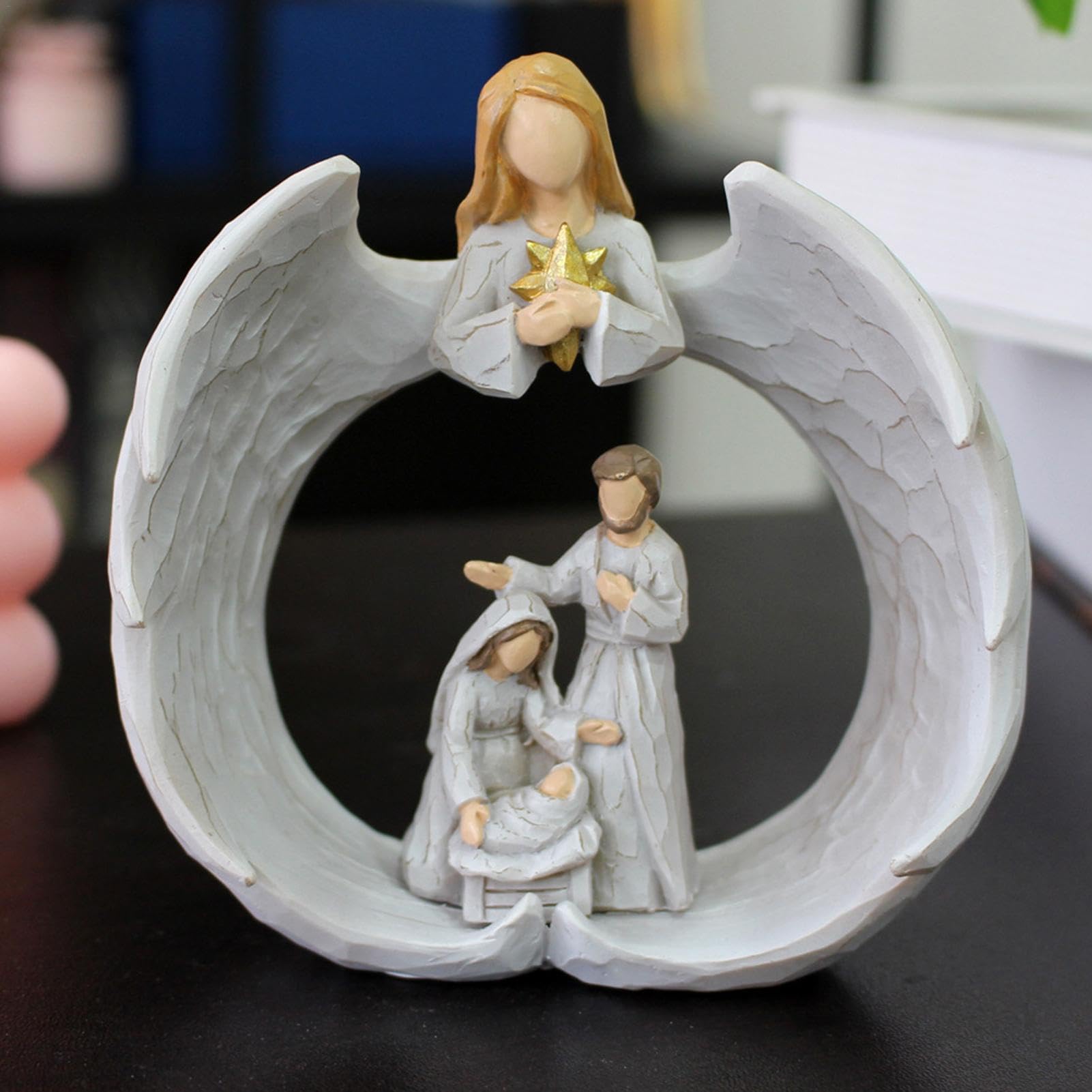 Amazon.co.jp: キリスト降誕の置物、天使のキリスト降誕のシーン彫刻