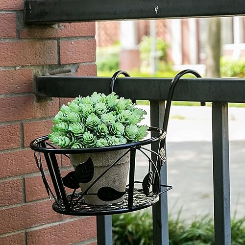Miniatura 7 de Tosnail Paquete de 3 macetas de 8 pulgadas, soporte para flores colgantes, balcón, terraza, valla, macetas, para uso en interiores y exteriores,