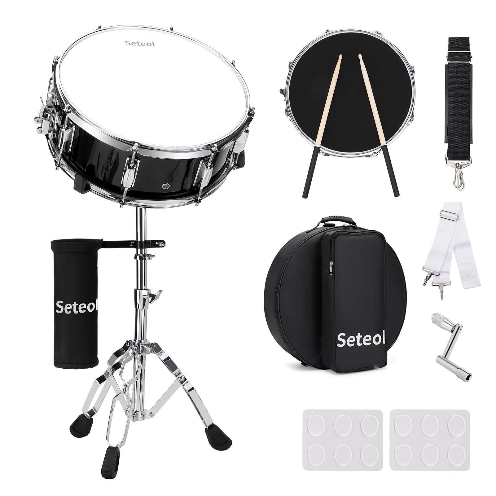 Snare Drum Set, 14" x 5.5" Marching Snare Drum with Stand &amp; Bag