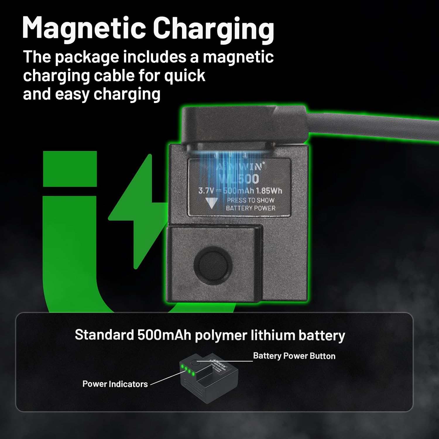 AIMWIN WL12 Weapon Light 650 Lumen 410 Meter Long Range 42000 Candela Compact Magnetic Rechargeable Rail Mounted Pistol Light Tactical Flashlight for GL Rail/1913 Picatinny Rail