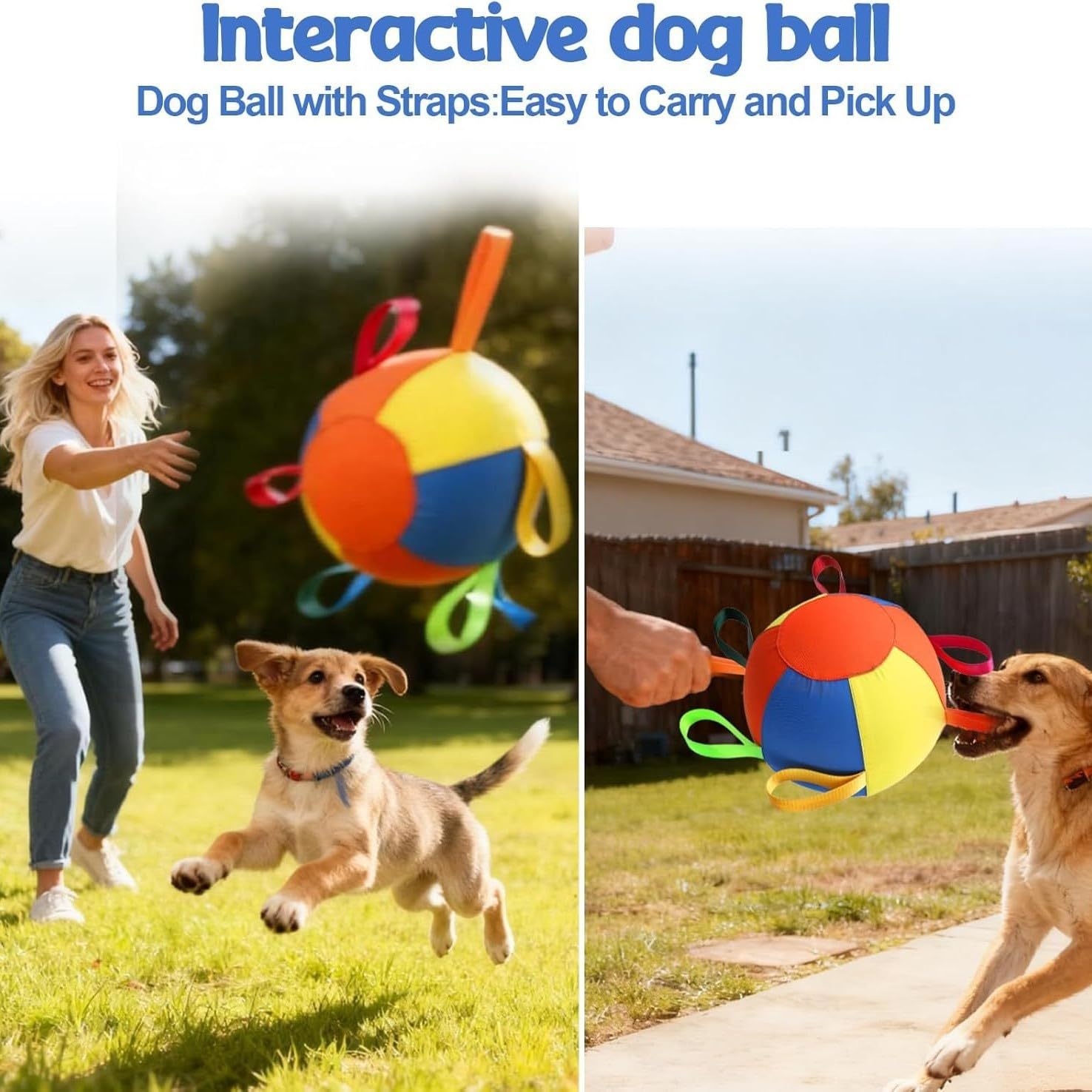 Pelota de Pastoreo Resistente a Desgarros para Perros Pelota de Entrenamiento Interactiva con Correas para Razas Grandes Juguete para Juego al Aire Libre para Perros Pastor y de Ganado,M