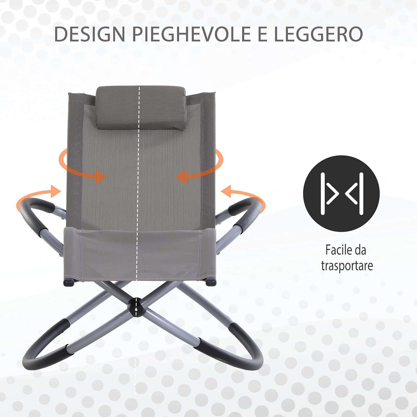 Outsunny Sedia a Dondolo Design Moderno per Interni ed Esterni Texteline 154x80x84cm Grigio