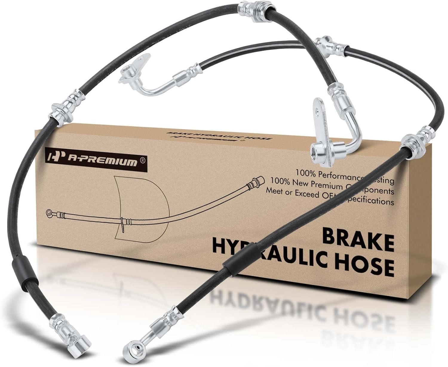 A-Premium Brake Hydraulic Hoses Compatible with Select Suzuki and Chevrolet Models - Grand Vitara 1999-2005, XL-7 XL7 2002-2006, Vitara 1999-2004, Tracker 1999-2004(Pack of 2)