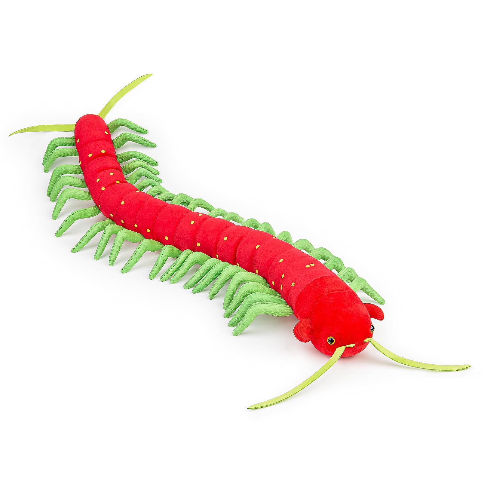 60cm Colourful Centipede Plush Toy, Realistic Long Slender Bug Stuffed Animal, Novelty Insect Plushie Gag Gift, Quirky Room Decor Sofa Creepy Crawler Cushion for Kids Adults Birthday Red