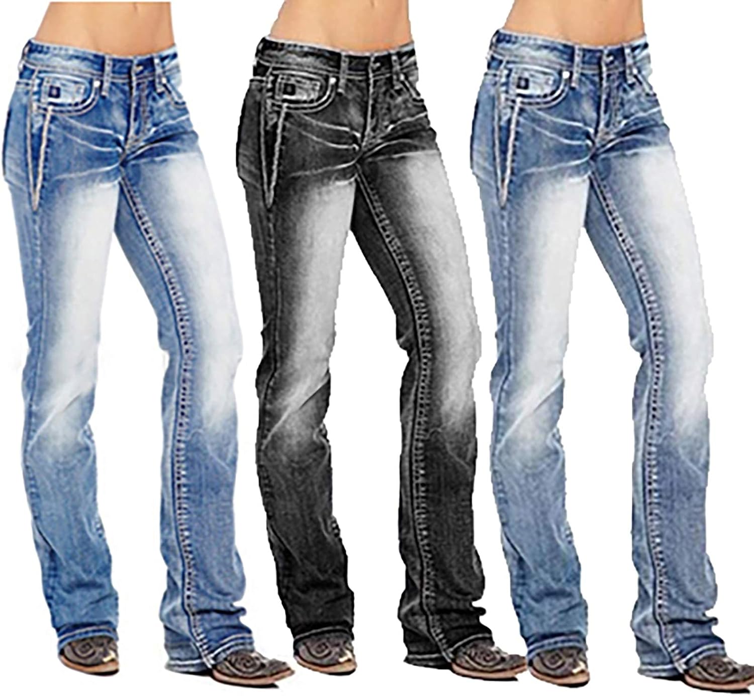 QJBMEI American Flag Mid Rise Bootcut Jeans for Women - Image 5