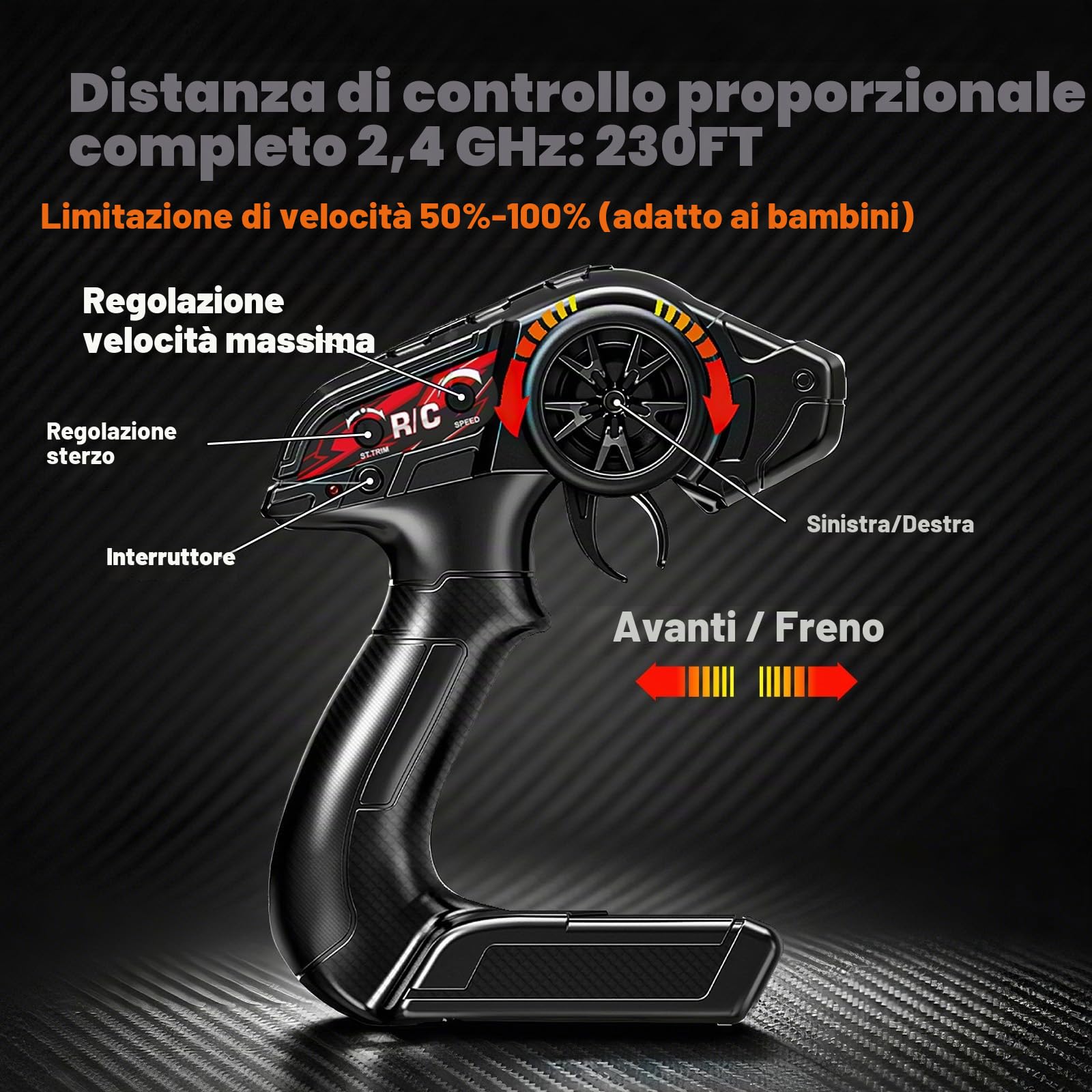 Macchina Telecomandata Professionale 1:18 4WD 36 km/h, Auto Telecomandata 4x4 Off Road All Terrain,rc car Motore RC380, Trasmissione Interamente in Metallo, 2×7,4V 1300mAh, Controllo 2.4GHz
