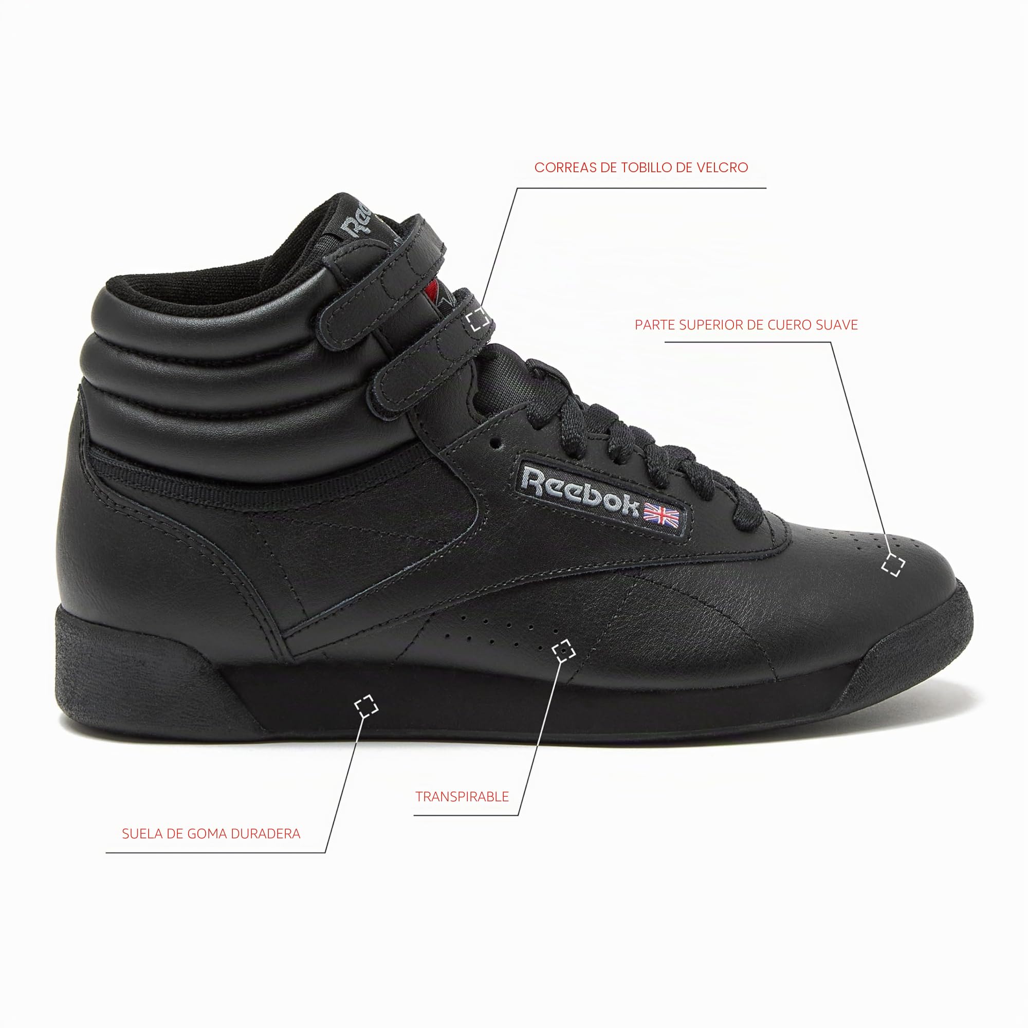 Reebok Freestyle Hi High Top Sneakers For Women, Black Or White Basketball and Tennis Shoes Womens Size 5-12 ZapatillasMujer