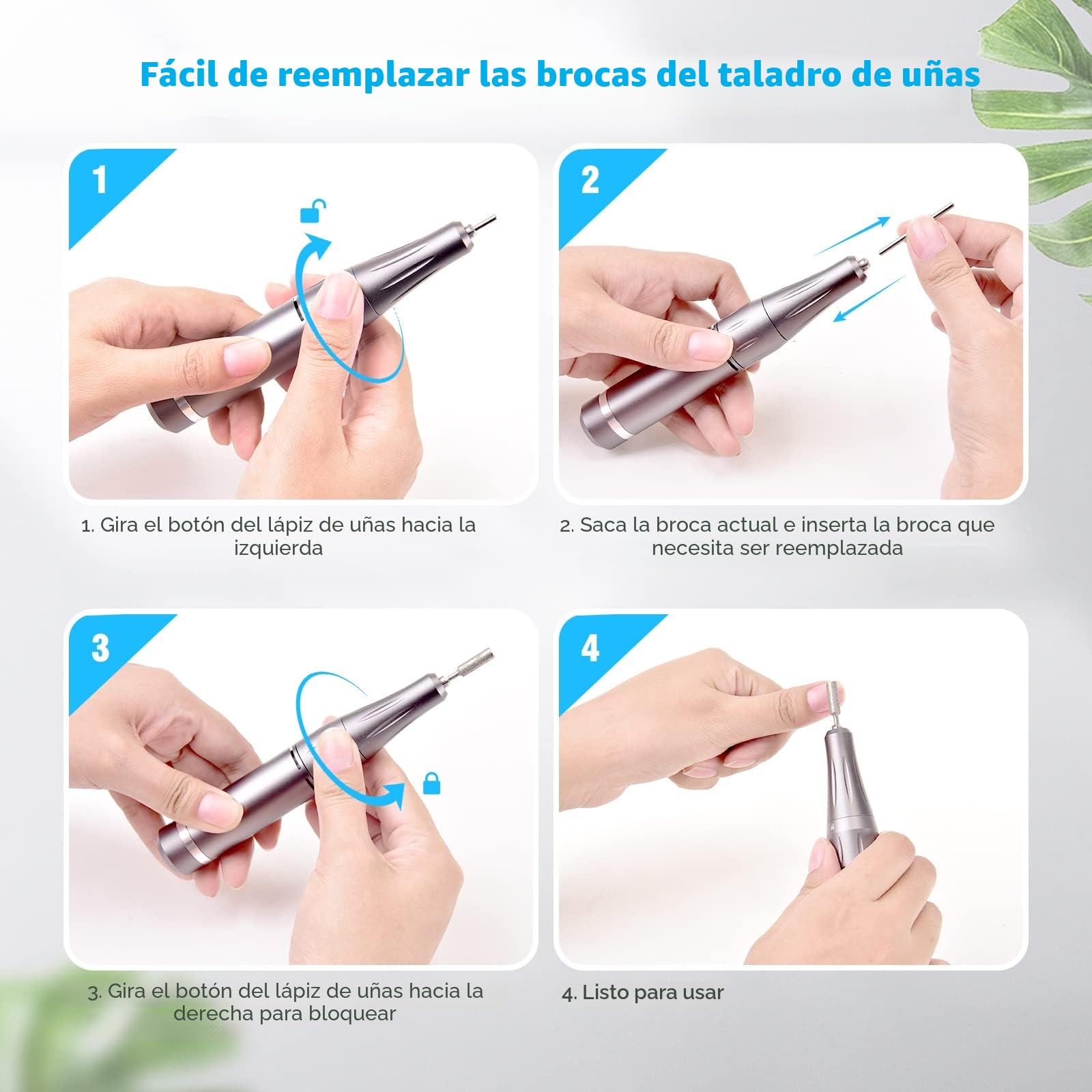 Torno para Uñas Profesional 35000 rpm Portátil Lima de Uñas Eléctrica Inalambrico Recargable Velocidad Ajustable Fresas Torno para Uñas con Pantalla LCD para Manicura Pedicura Salón Belleza