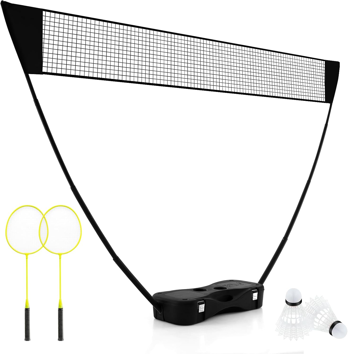 Set di Badminton con Rete, Racchette, 2 Volani e Scatola di Conservazione, Set di Badminton Portatile per 2 Giocatori da Esterno per Bambini, Ragazzi 