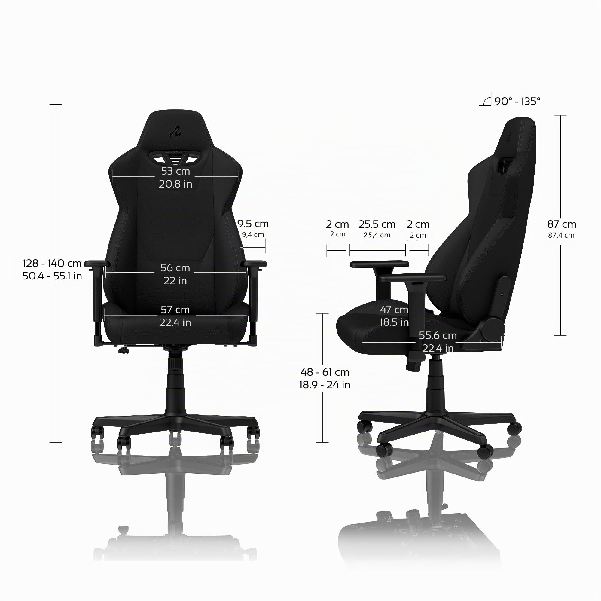 NITRO CONCEPTS S300 Gamingstuhl - Bürostuhl - Schreibtischstuhl - Stoffbezug - Stealth Black (Schwarz)