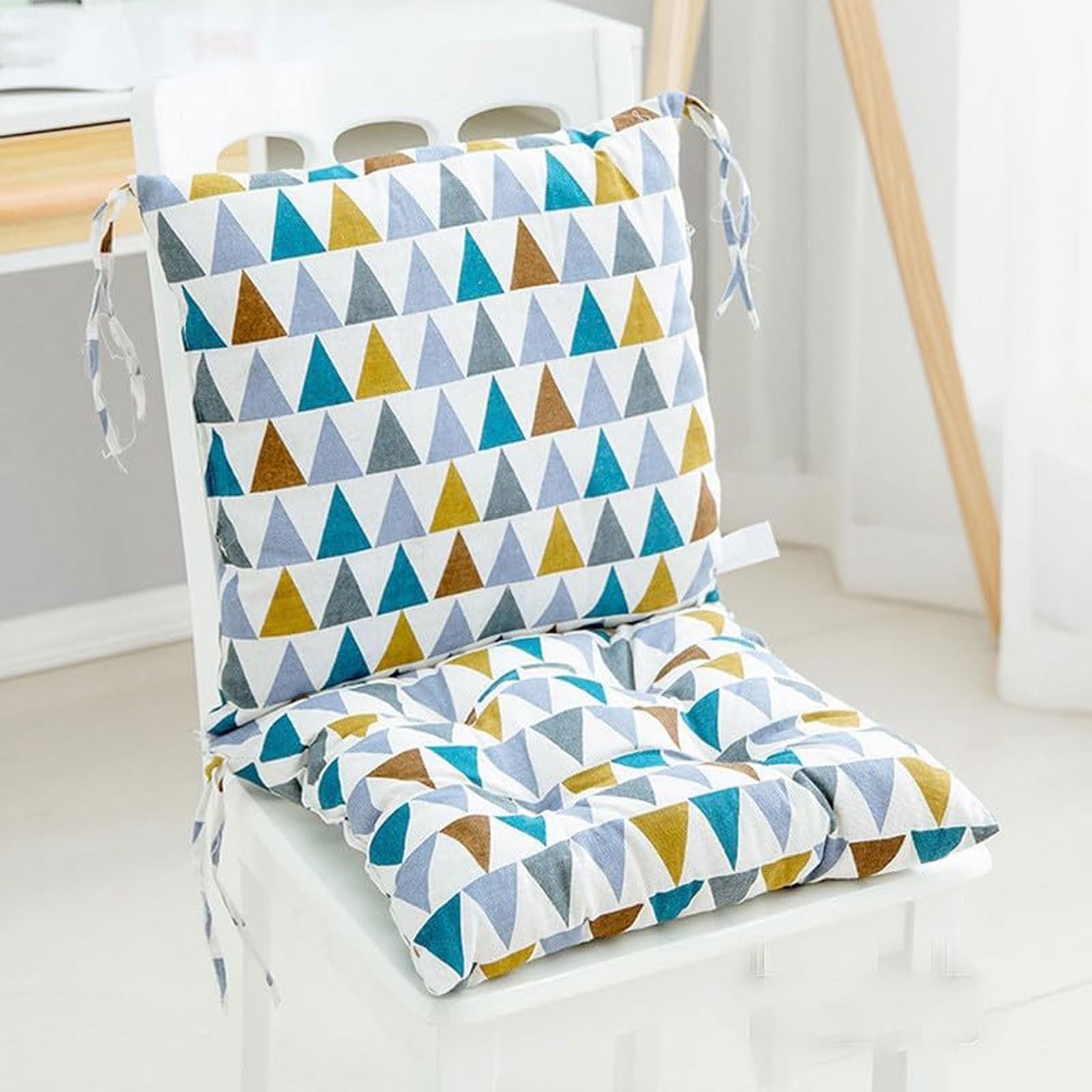GOZYLA Set Of 2 Garden Chair Cushions With Back Cushion 45 X 90 X 8cm High Back Cushion Chair Cushion for Outdoors and Indoors(Blue 3) - Image 2