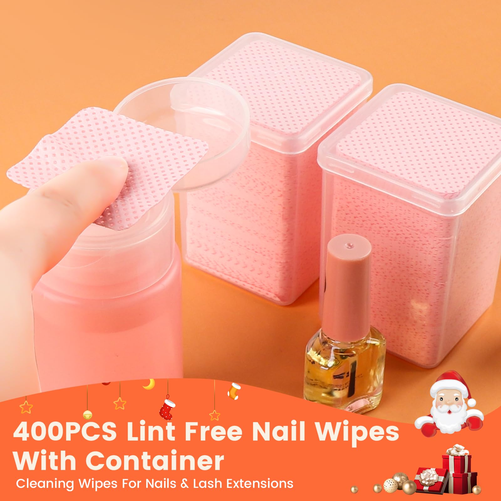 400 toallitas de uñas sin pelusa con dispensador – Toallitas quitaesmalte de uñas de gel con dispensador de acetona, extensiones de pestañas con pegamento de limpieza con 1 dispensador de 6