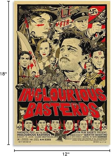 Miniatura 6 de BICHI Inglourious Basterds - Póster de arte en lienzo y arte de pared, póster moderno para decoración de dormitorio familiar, 12 x 18 pulgadas (11.8