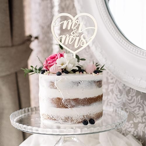 Miniatura 5 de 1 pieza de decoración de pastel de madera de corazón de boda, compromiso, decoración para despedida de soltera, cumpleaños, boda, aniversario,