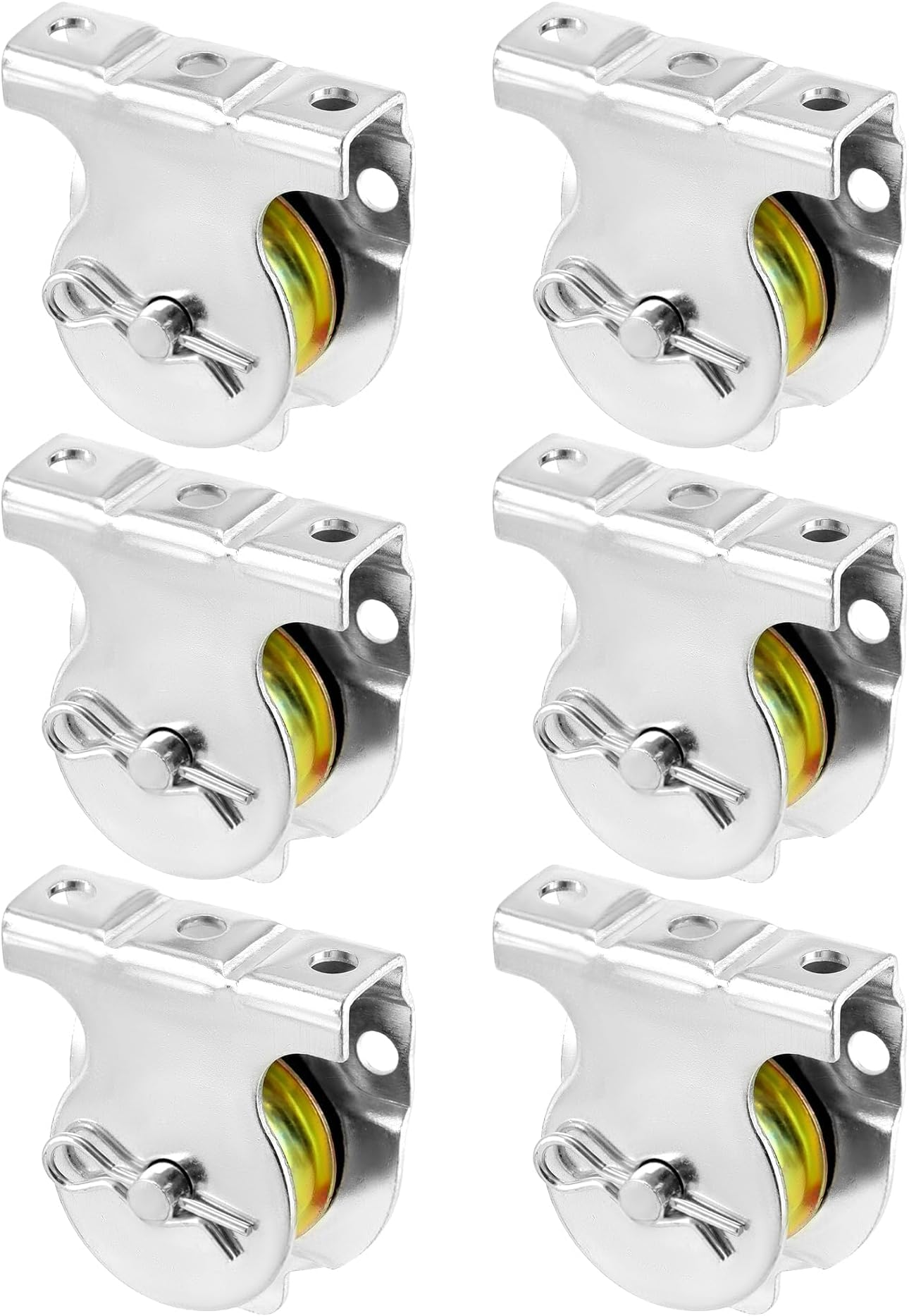 – 6 Pcs Wall Mounted Pulleys, V-Groove Pulley Wheel for Rope Wall Mount, Stainless Steel Silent Ceiling Single Block Swivel Lifting Pulley Hardware Accessories for 3/8" Wires or Ropes, Load 420 Lbs
