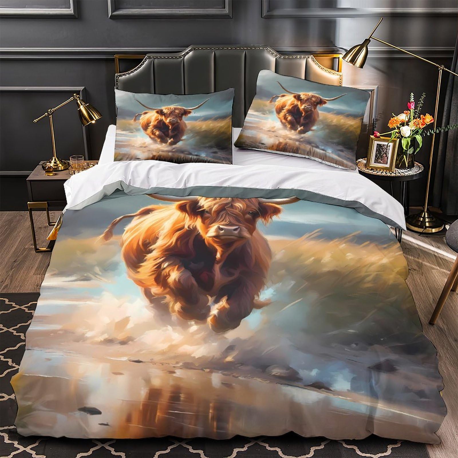Parure de lit léger hypoallergique Highland Bull 3 pièces 135x200