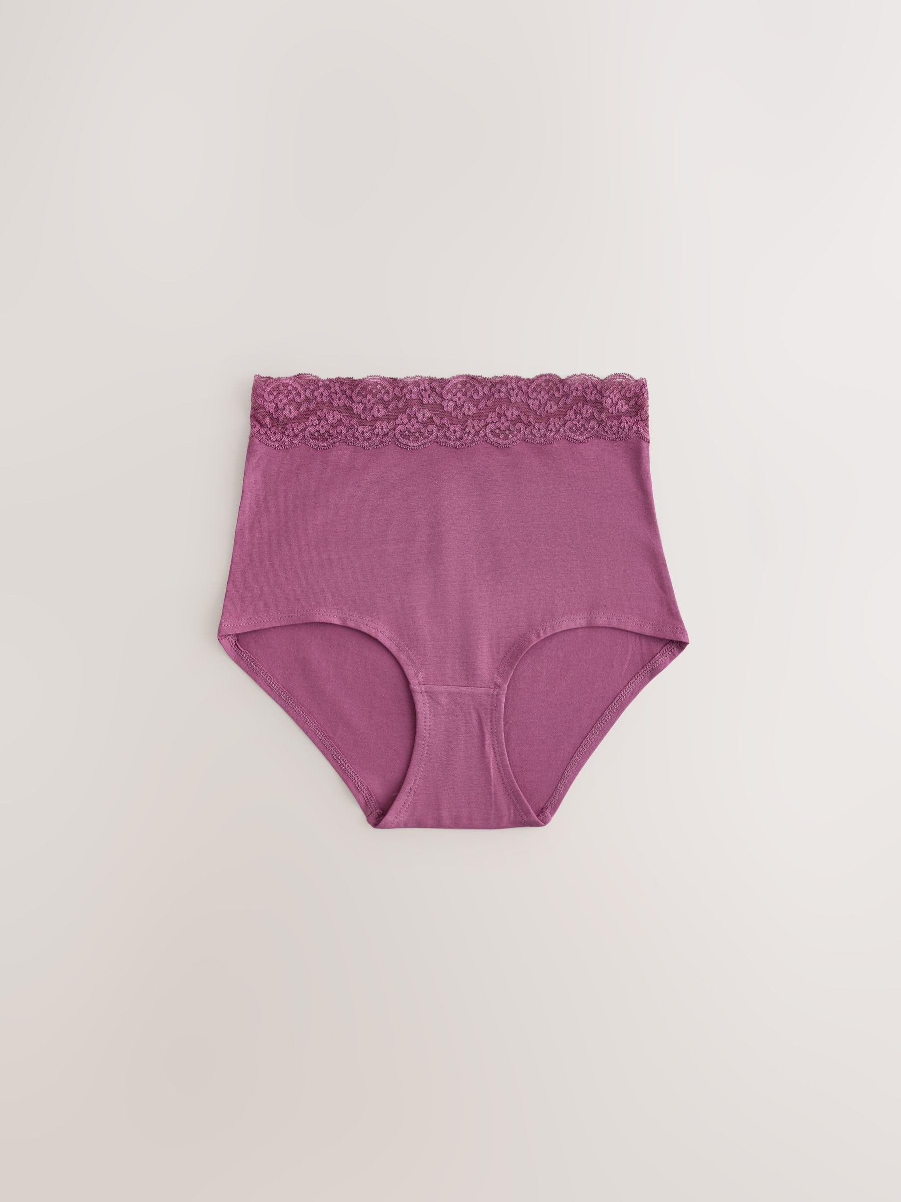 NEXT Mujeres Pack de 7 Braguitas Anchas de Encaje y algodón Berry Pink 42