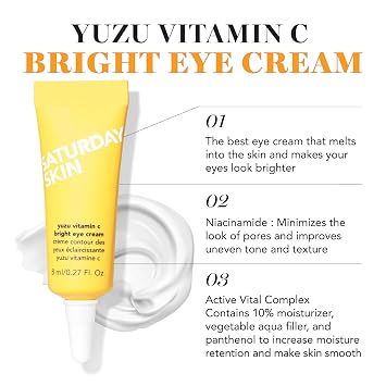 Saturday Skin 3-Piece Skin Care Set Yuzu Vitamin C Sleep Mask Yuzu Vitamin C Bright Toner and Eye Cream and Face Cleanser Hydrating Foam Cleanser Makeup Remover and Face Wash