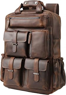 Leather 15.6" Laptop Backpack for Men Work Travel College Daypack