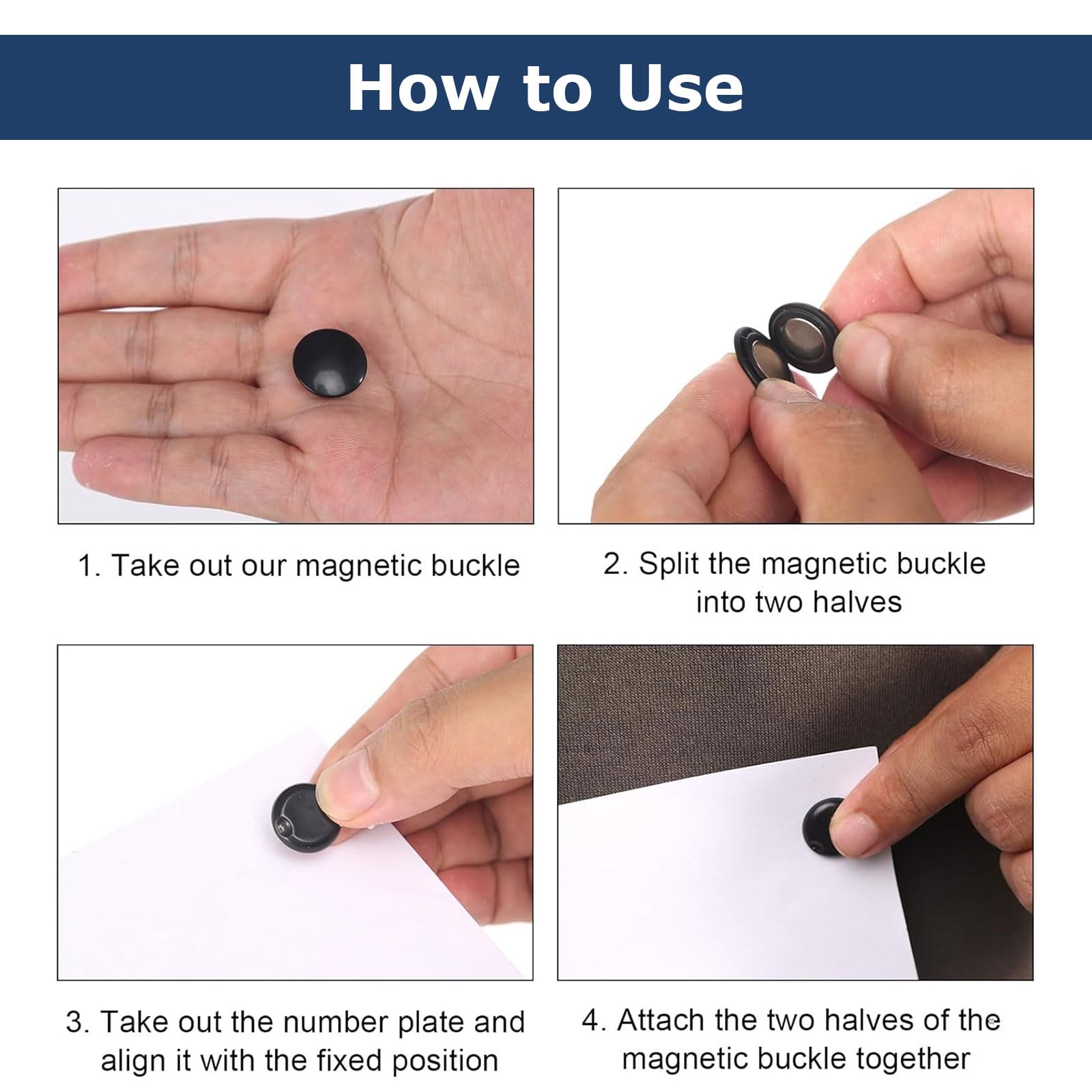 4 Pezzi Porta Numero Iniziale, Magneti con Numero di Partenza Sistema Magnetico Fissaggio pettorale da Gara con 4 Bottoni in Tessuto Clip Magnetiche per l'uso in Maratona o Mezza Maratona