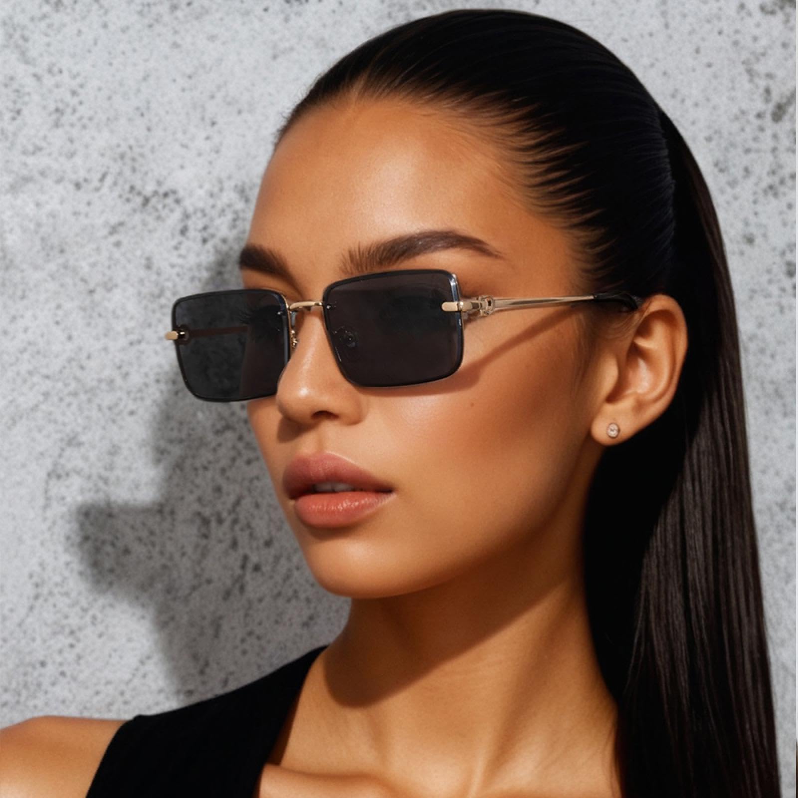 Occhiali da sole con protezione UV400 | Montatura piccola sfumata | Donna Uomo per sport all'aria aperta e guida