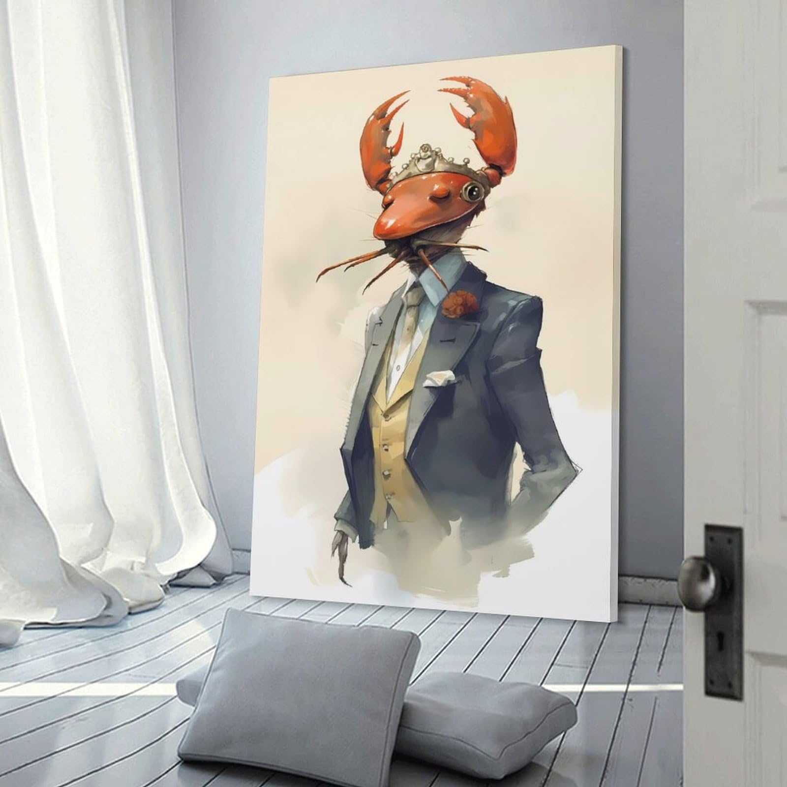 Junmoney Crab Treasured Wall Art Print, 24x36inch(60x90cm), for Front Hall, Corridor Or Welcome Spaces, Wall Decor to Refresh Empty Corners