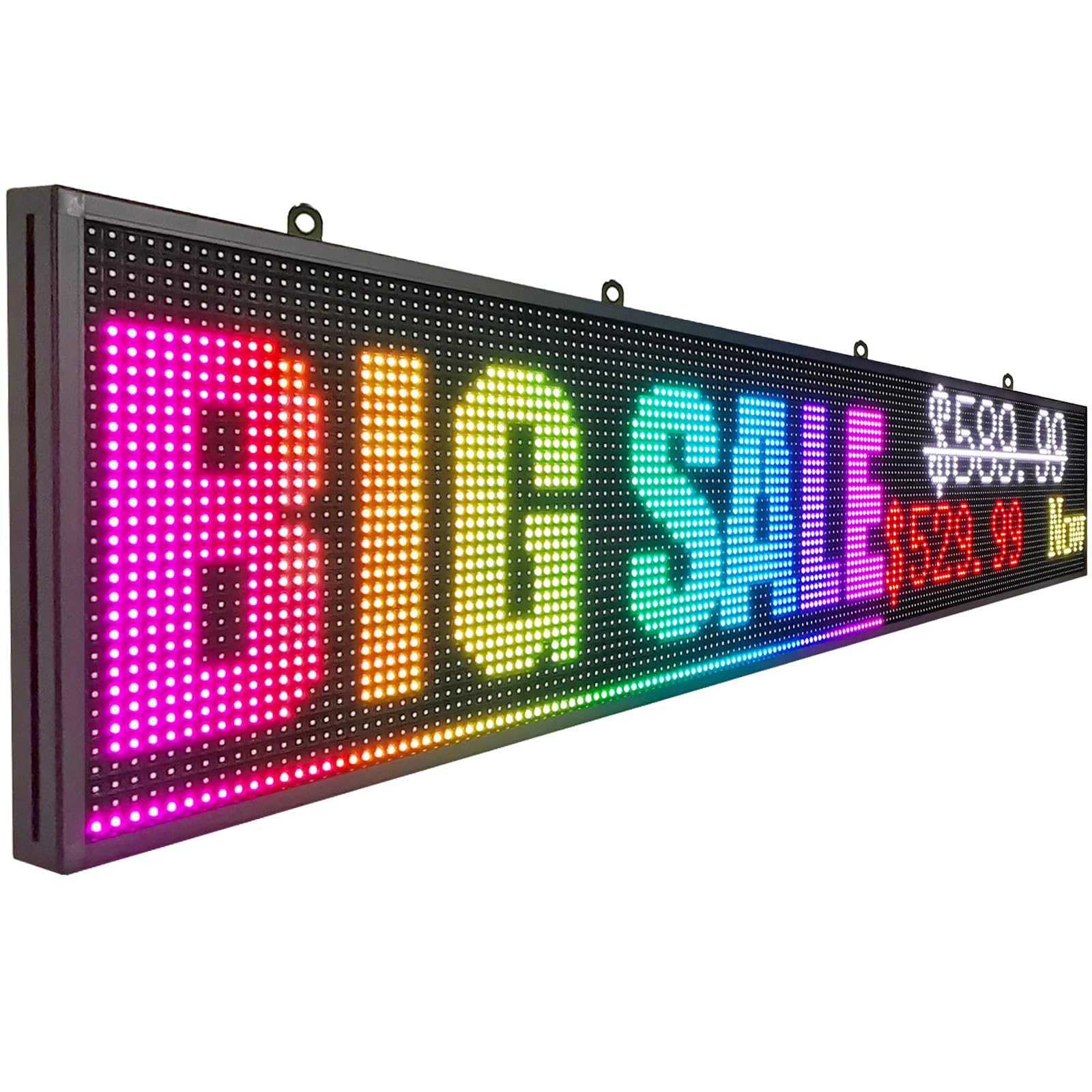 Outdoor WiFi P10 LED Sign 77"x14" Waterproof High Brightness LED Matrix Screen, WiFi Control for Advertising Billboard, Store Signs, Energy Efficient, IP45 Rated