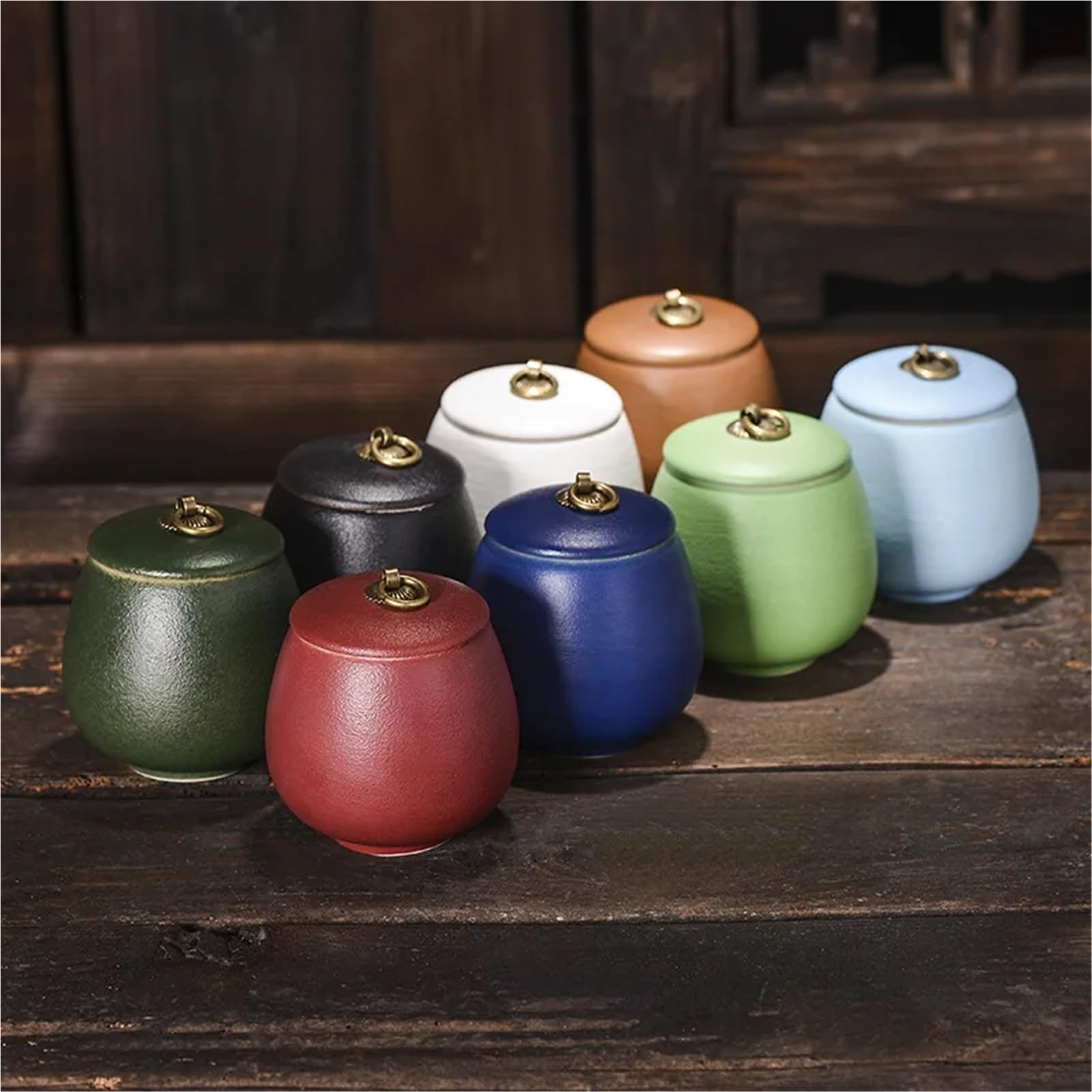 Lata De Té De Cerámica Tarro de almacenamiento cerámica Color creativo, botella té y café multifuncional, contenedor lata viaje portátil