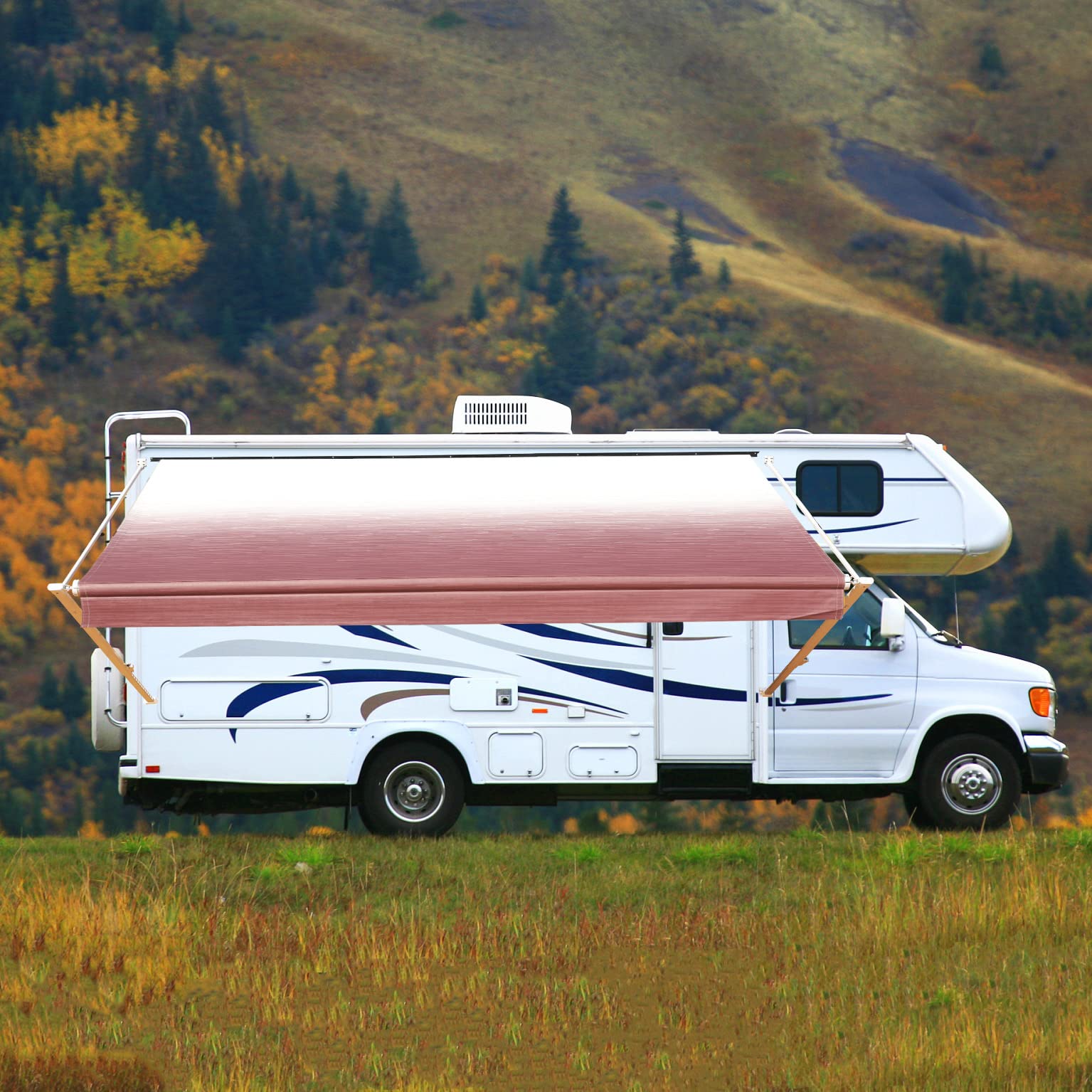RV Awning Replacement Fabric - Burgundy 16' (Fabric 15'2") Universal Fit For Carefree, Dometic, Faulkner - View #10